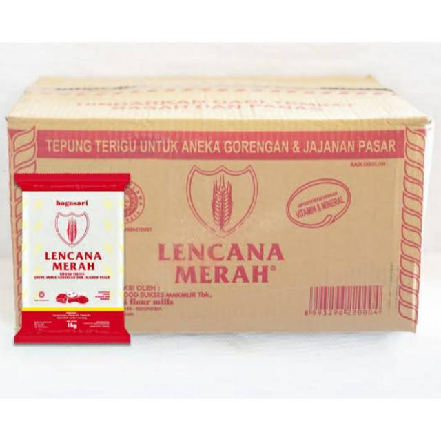 

Tepung Terigu Lencana Merah 1kg (1 dus / 12 pcs)