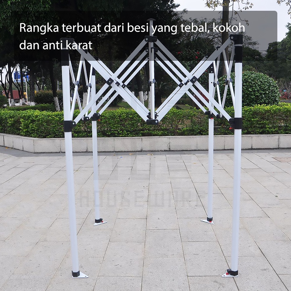 HUGO Tenda Jualan 2x3m Tenda Lipat Bazar Dagang Pameran Outdoor Bahan Besi Tebal Premium