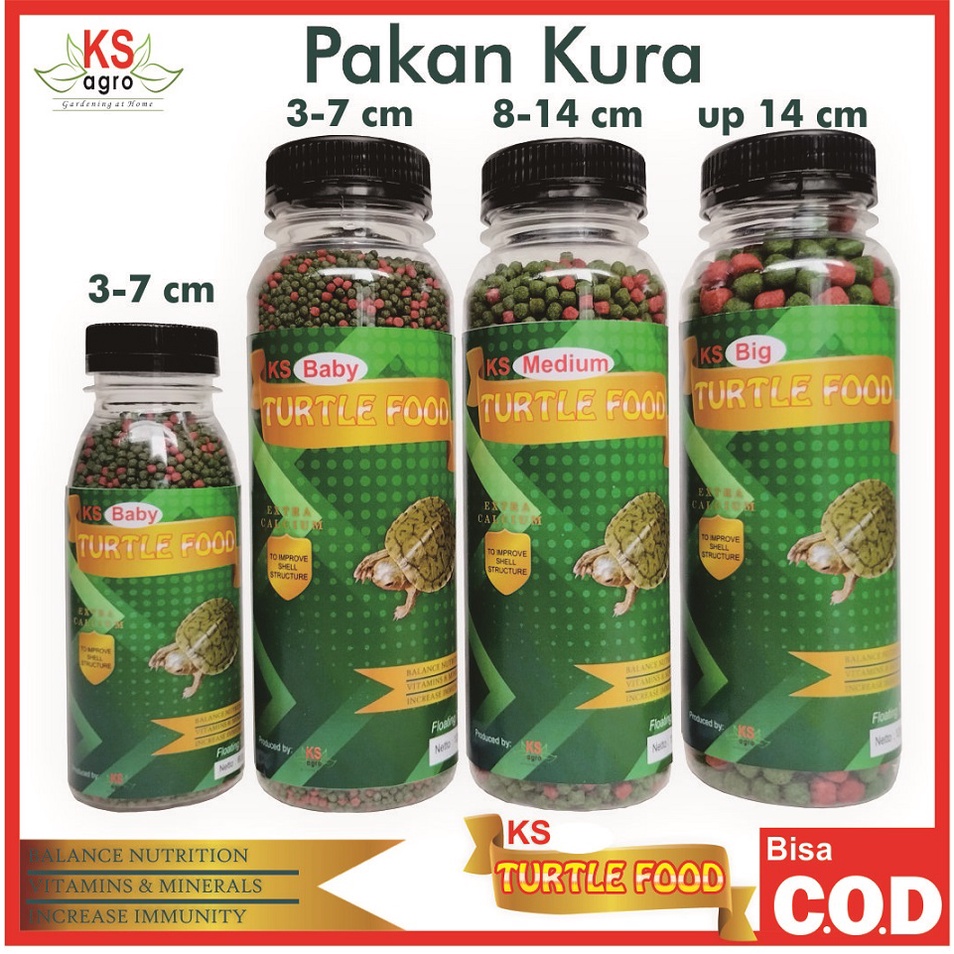 KS Turtle Food Pakan Kura Kura Brazil Pelet Pellet Turtle Vit Reptil Katak Kodok Kadal Mix / Grenn Turtle Vit 60gr 120gr 1mm 3mm 5mm