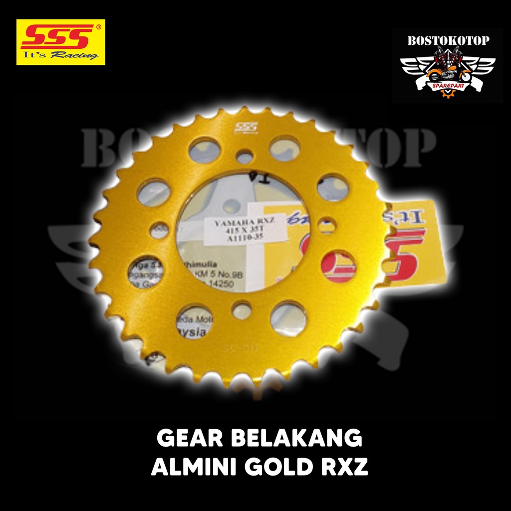 SSS Gir Gear Belakang Aluminium Gold Emas Yamaha Rxz Rx K Rxk Rx King Alfa Sigma Force1 F1z R F1zr F