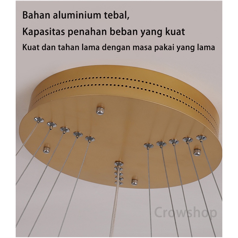 【Garansi 3 bulan】Lampu Gantung Ring LED 5 RING 100cm GOLD Minimalis Modern Ruang Tamu Untuk Kamar Tidur 180W Crowshop