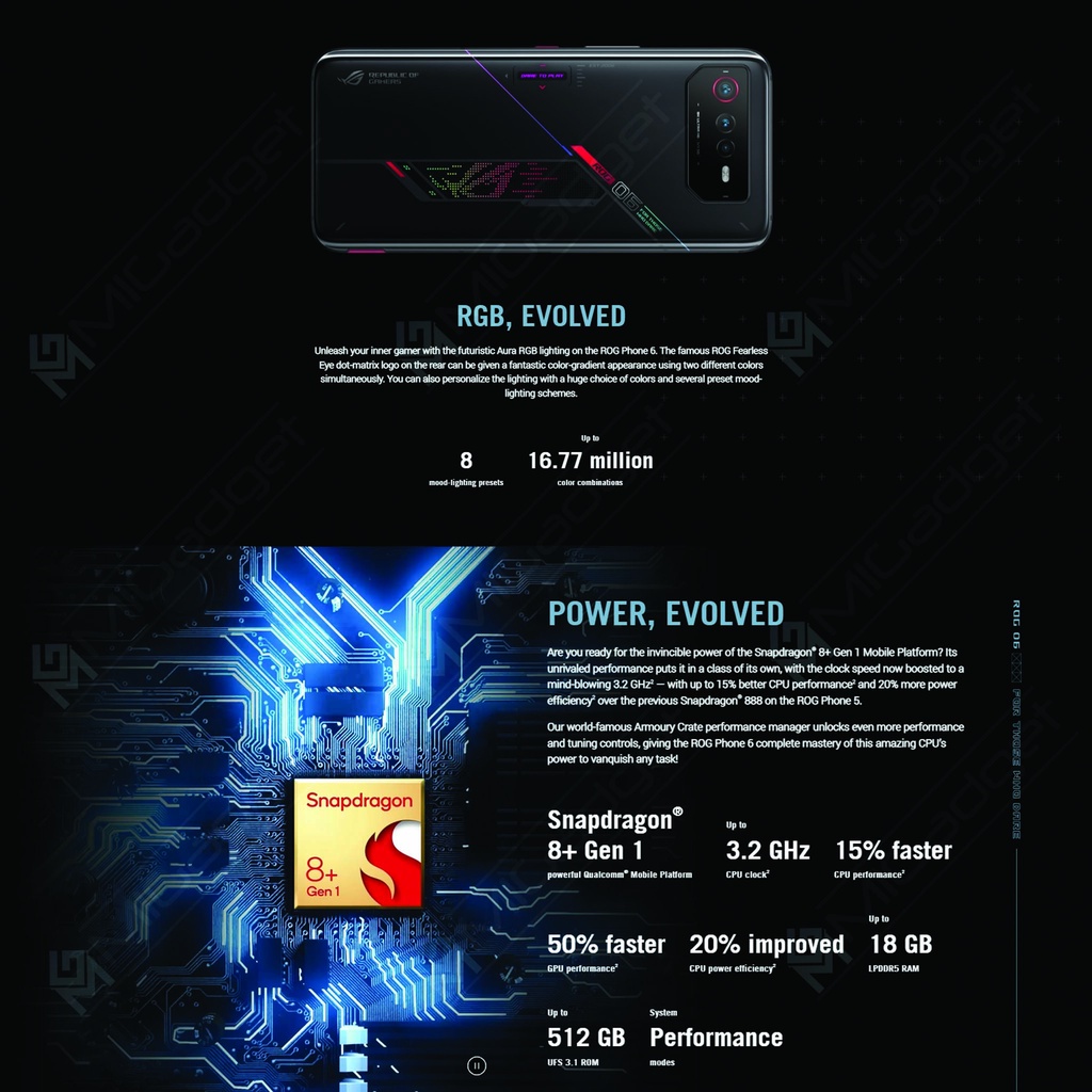 Asus ROG Phone 6 8/256 HP Gaming 165Hz RGB Lighting Garansi Resmi