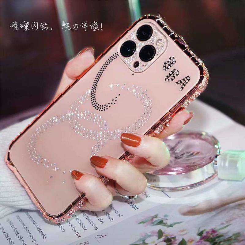 IPHONE Untuk iPhone14 13 12 11 Pro Max Plus Case Bling Bemper Berlian Imitasi Ular Inlay Metal Frame Back Cover Untuk iPhone14 iPhone13 iPhone12