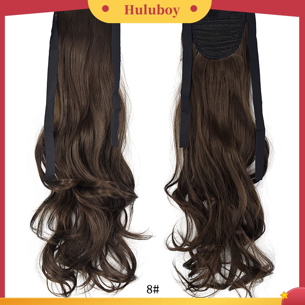 Wig Rambut Palsu Ponytail Extension Keriting Bahan Serat Sintetis Ukuran 20 inch