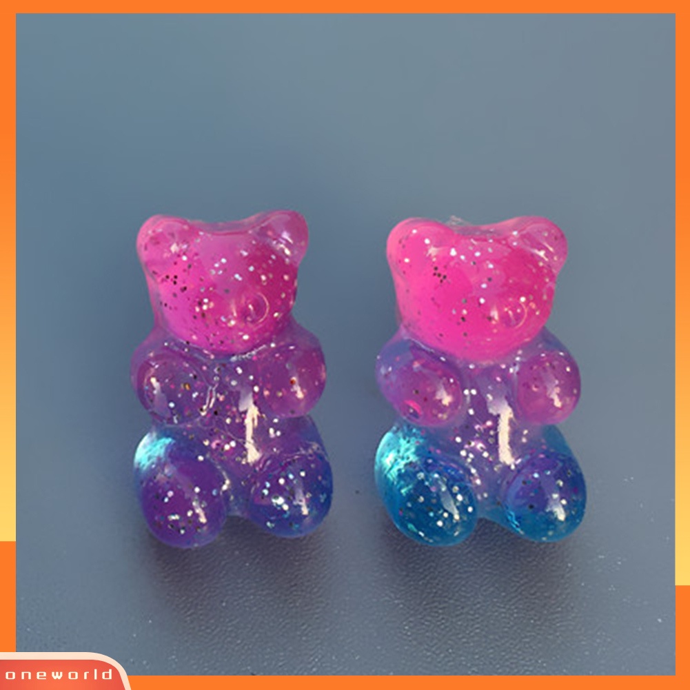 [WONE] Fashion Wanita Permen Warna Kartun Gummy Bear Ear Stud Earrings Perhiasan Hadiah