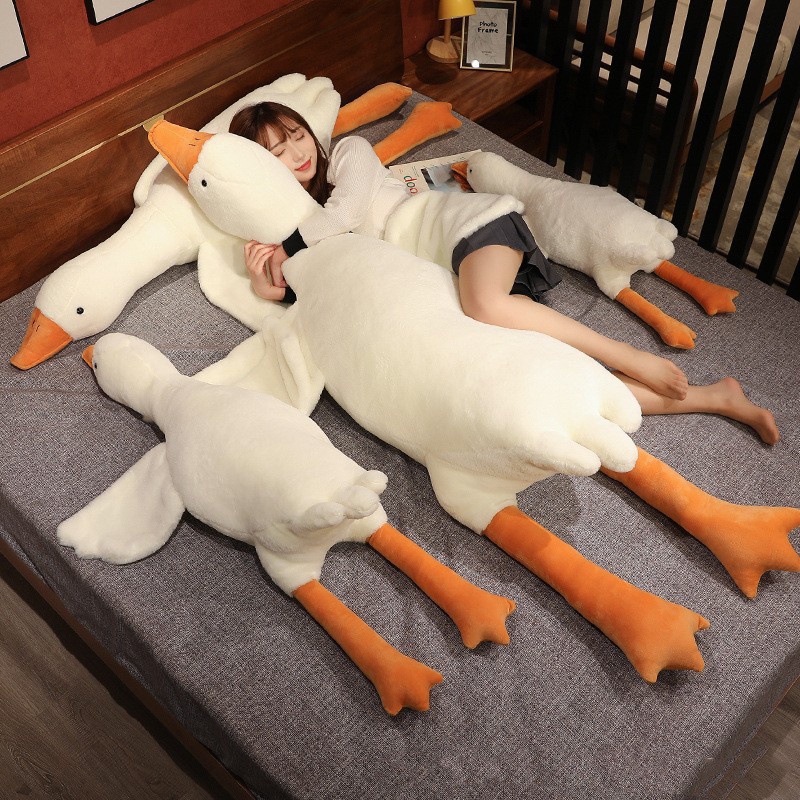 【In Stock】Cute 19.7/35.4/51.2in White Goose Huge Pillow Plush Sleeping Toy Soft Cushion Gift