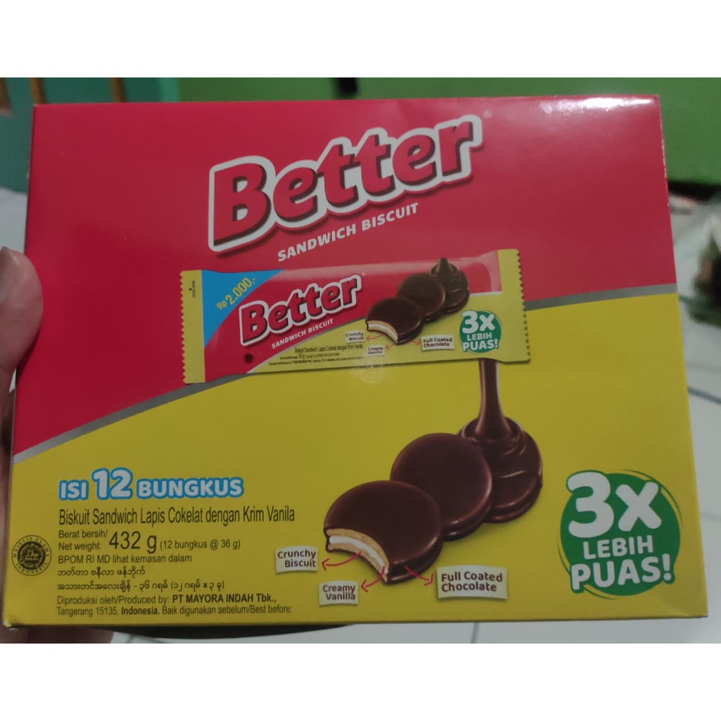 

Better Sandwich Biscuit 1 Box isi 12 pcs @36 gr 3x LEBIH PUAS