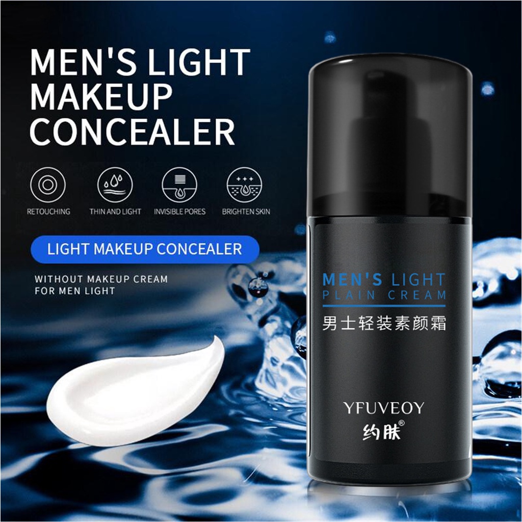 YFUVEOY Men's Light Plain Cream Makeup Concealer Natural Brightening Skin Moisturizing Whitening Cream 60gr