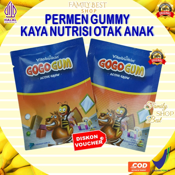 Vitabumin Gogogum Permen Gummy Kaya Vitamin Nutrisi Anak Otak Cerdas Penambah Nafsu Makan Penggemuk 