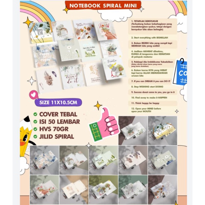 

NOTE BOOK SPIRAL MINI UKURAN 11X10.5CM | NOTEBOOK AESTETIC BANYAK PILIHAN MOTIF | bloknote spiral mini | souvenir