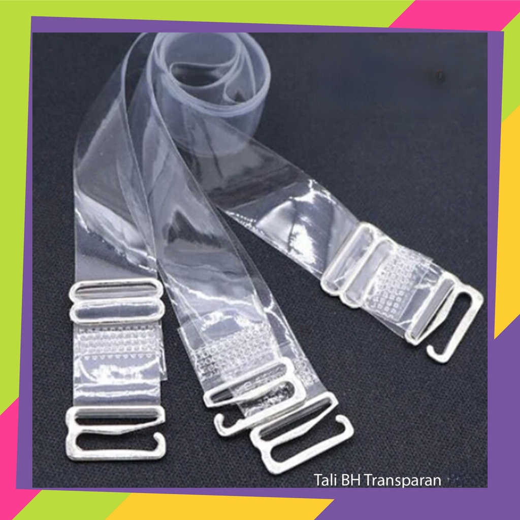 1642 / Tali BH transparan ukuran 1,5 cm / Tali Bra bening model gepeng setelan besi [ kemasan random ]