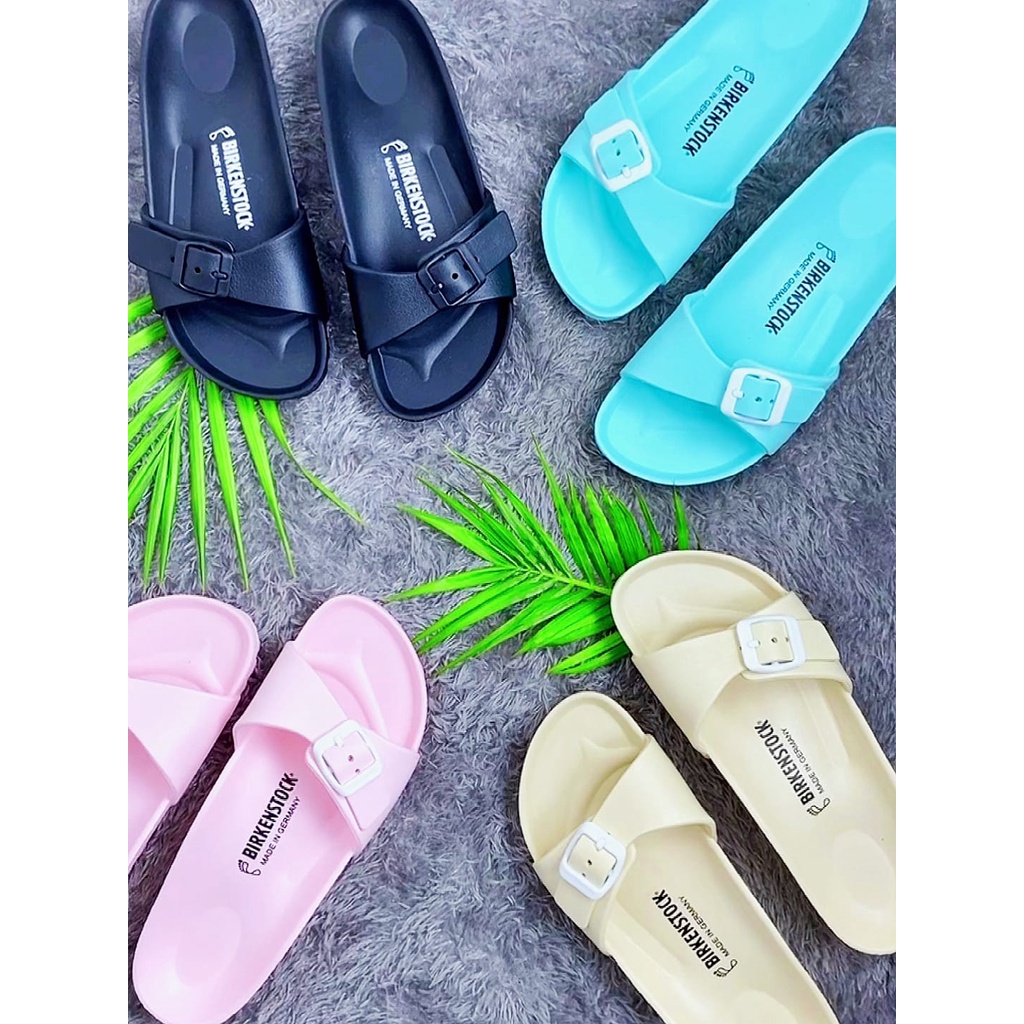 Sandal Wanita Tali Gesper Strap Satu Sendal Slop Birkin Cewek Eva Madrid Phylon Ringan