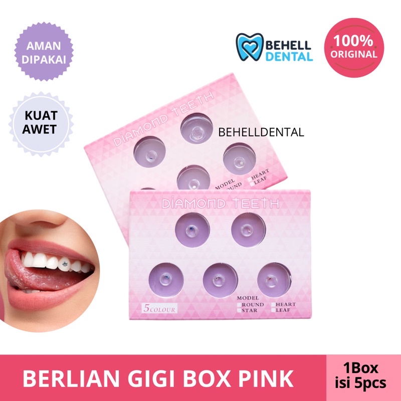 BEST QUALITY BERLIAN PERMATA DIAMON GIGI KEMASAN PINK ISI 5 MENGKILAP / DENTAL DIAMOND BULAT WARNA WARNI PUTIH MUTIARA / TOOTH TEETH / BEHELLDENTAL