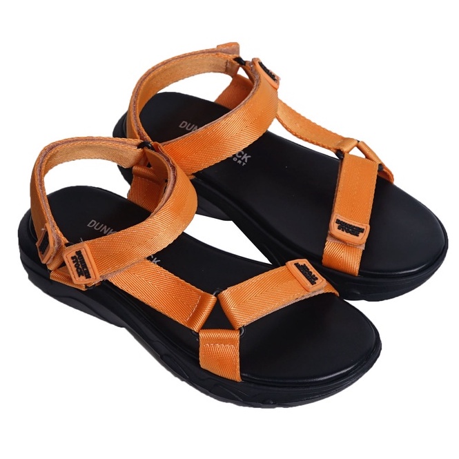 LAPEPA YUK - Dunkenstock TEVVA Sepatu Sandal Wanita Size 36 - 40 Sendal Beleza Wedges Model dua Tali Strap Belakang Hak Tinggi Sole 4cm Sandal Gunung Velcro 37 38 39 Warna Orange Belleza Kekinian Premium Terbaru Shoes Ori Original Mall Official Store