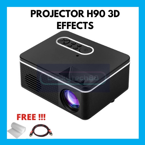 H90 Mini Proyektor 1080P Full Hd Projector 3D Visual Effects 1000Lumen