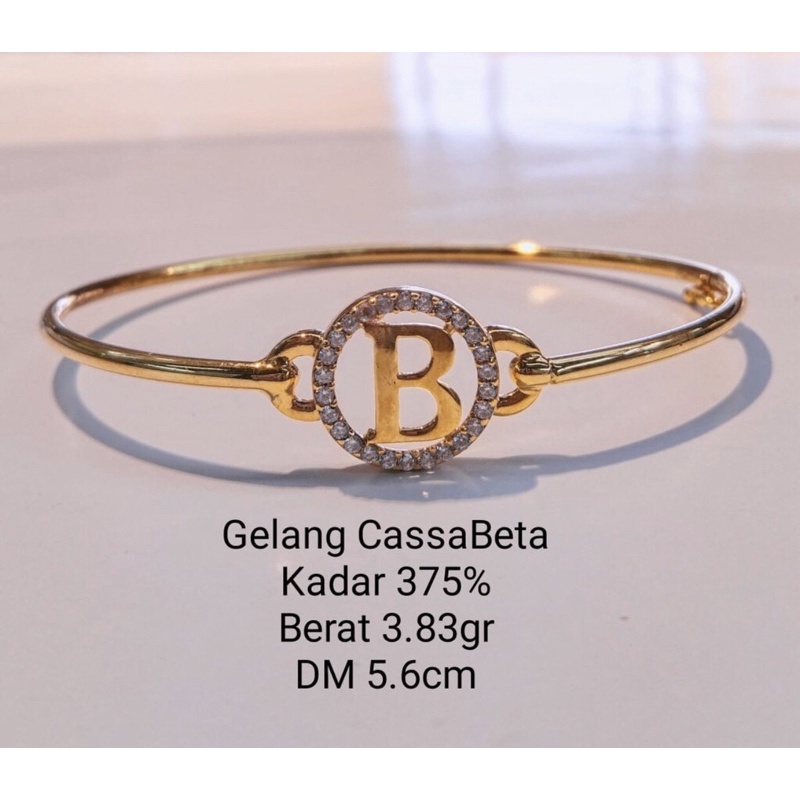 Gelang oval bangle casabeta huruf kadar 375 elegan