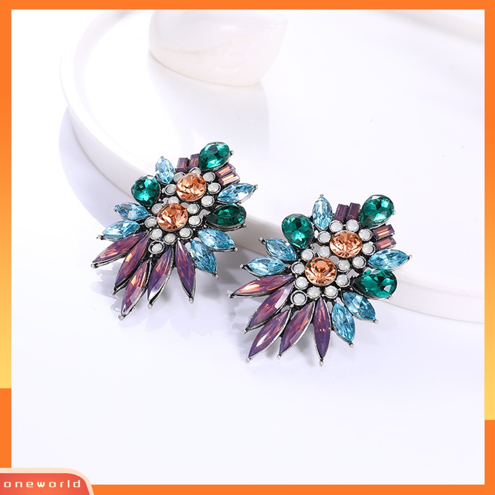 [WONE] Wanita Fashion Berlebihan Imitasi Kristal Berlian Imitasi Ear Stud Earrings Jewelry