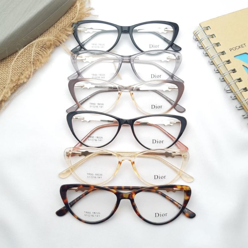 kacamata cat eye 19226 lensa normal minus cylinder photocromic blueray bluecromic