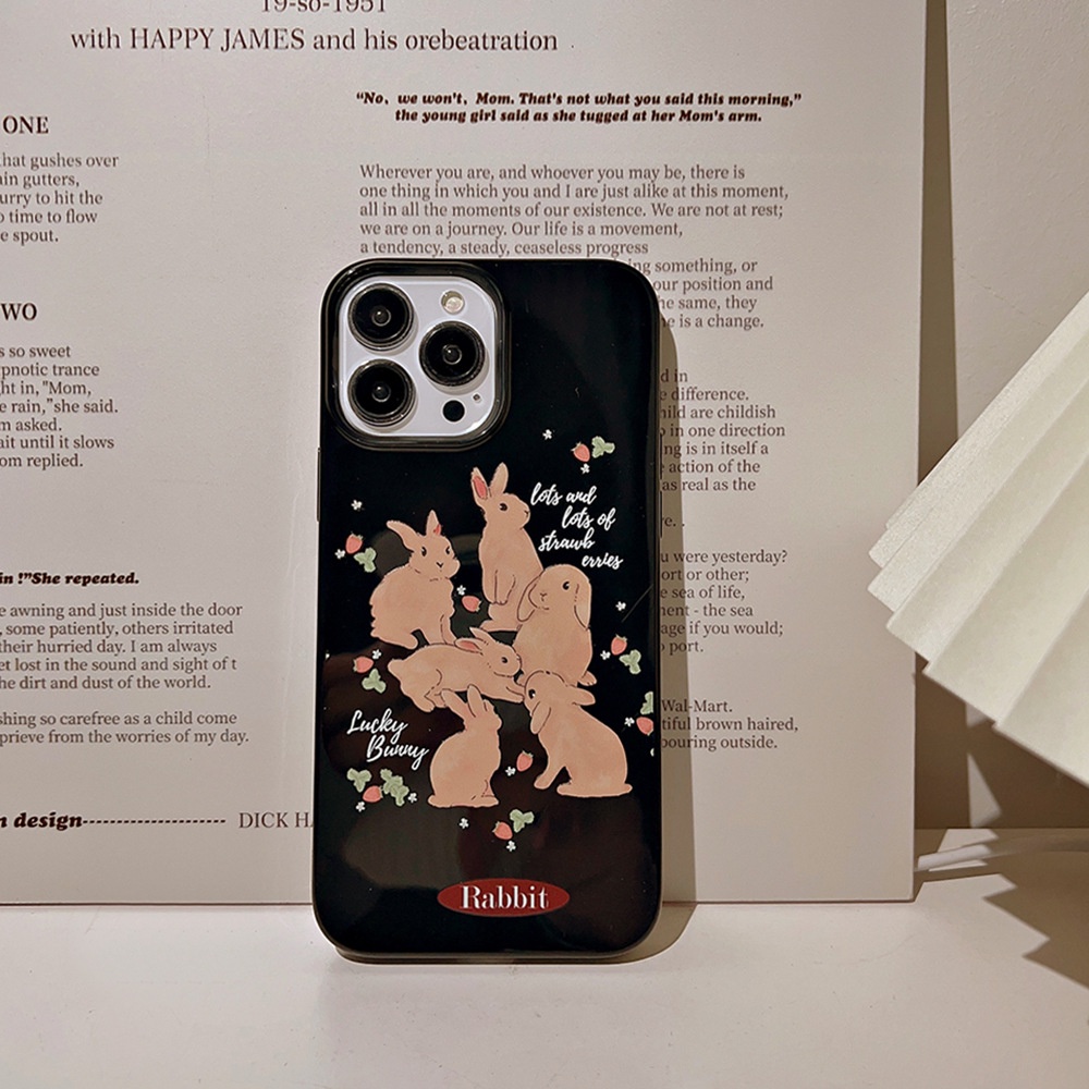 Ins Lucu Strawberry Kelinci Kartun Silikon Case Untuk Iphone7 X14 11 12 MINI 13 PRO MAX Casing Cover Pelindung