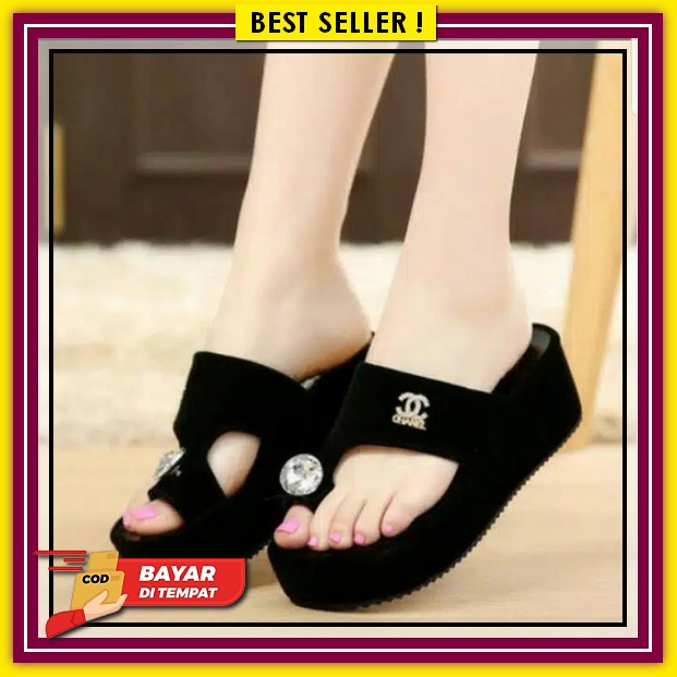 Sandal Wedgess Ibu Kondangan Pesta Sendal Wanita Jinjit Kekinian Lebaran Tinggi Terbaru 2021 Abbusho