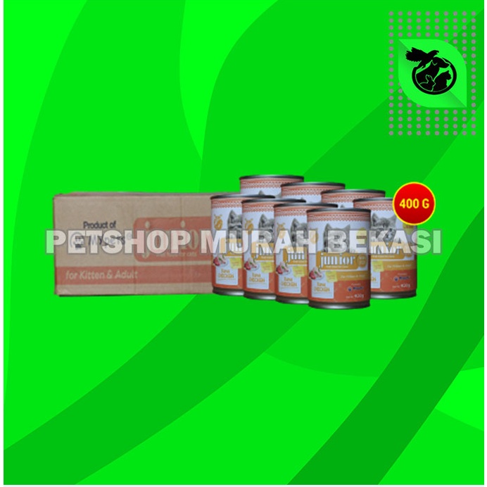 Makanan Basah Kucing Junior Wet Food Kaleng 400 Gram Dus isi 24 Pcs