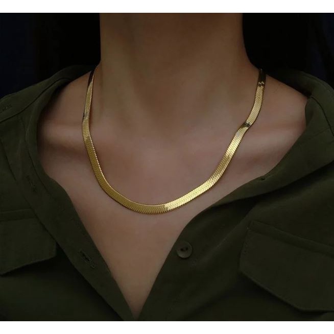 Kalung Gepeng Minyak Gold - Kalung Gepeng - Kalung Titanium - Kalung Gepeng Anti Karat - Kalung Coco