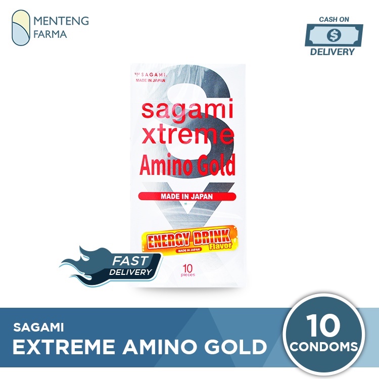 Kondom Sagami Xtreme Amino Gold Isi 10 - Aroma Energy Drink Flavor