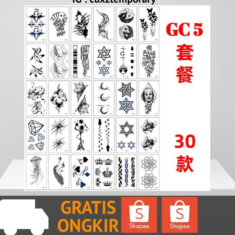 オ PAKET RANDOM 5 GAMBAR / Tato Temporer / tato temporary / sticker tato temporer ™