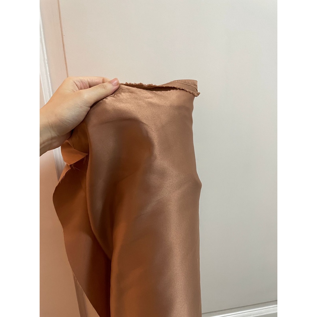 1/2 meter Kain Satin Velvet Premium / Sateen Velvet Premium - Bridesmaid Warna Coklat Almond