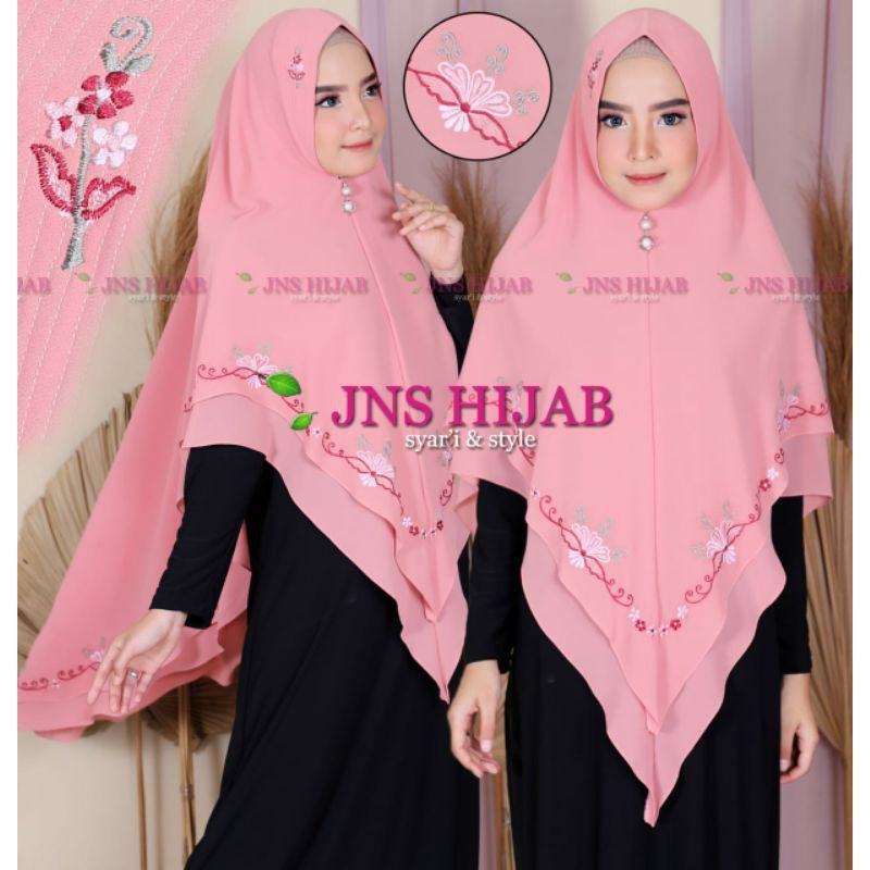 NAMIRA BORDIR//KHIMAR BORDIR//HIJAB SYARI 2 LAYER//JILBAB BORDIR ORI JNS