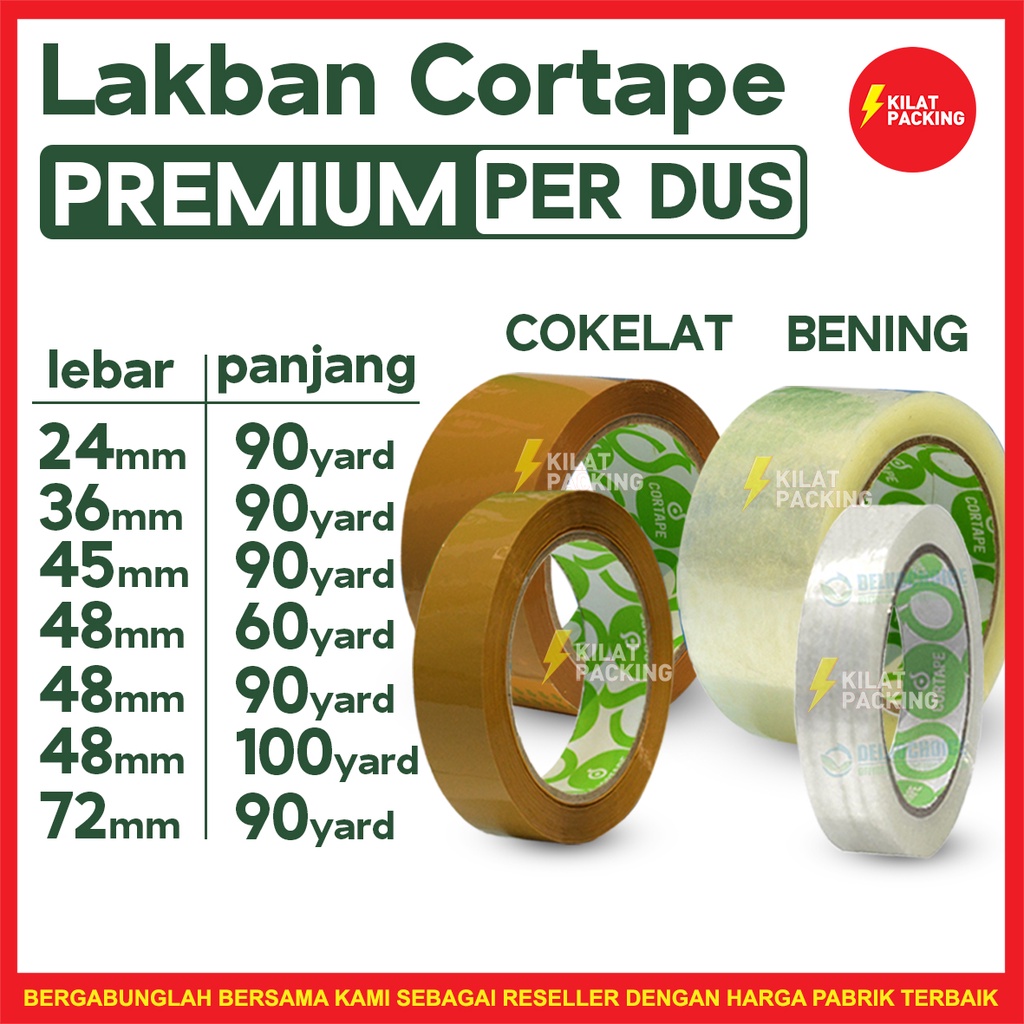 

Lakban OPP Tape / Selotip / Isolasi CORTAPE Grosir Harga Ekonomis Termurah Berkualitas (PCS) Satuan