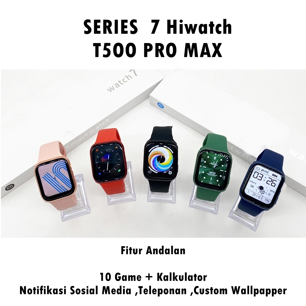 New (Ori Bergaransi) Ada 10 Game+Kalkulator Smartwatch Series 7 T500 Pro MAX (Bisa Custom Foto,