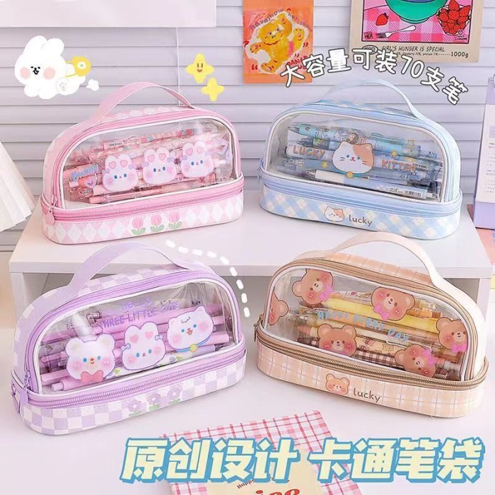 

PENCIL CASE, TEMPAT PENSIL AESTHETIC, DOUBLE DECKER, SUSUN IMPORT