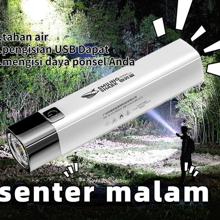 F0M2 SMILING SHARK Senter LED Super Terang hingga 600 meter (ORIGINAL)/ Jarak jauh/ Senter Police/ L
