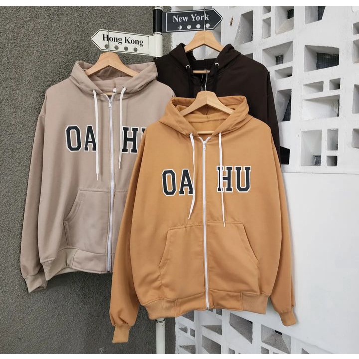 Jacket Sweater OU HU ZIPPER 2XL Atasan Pria Wanita Jumbo Fashion Terkini Korean OOTD Kasual Santai