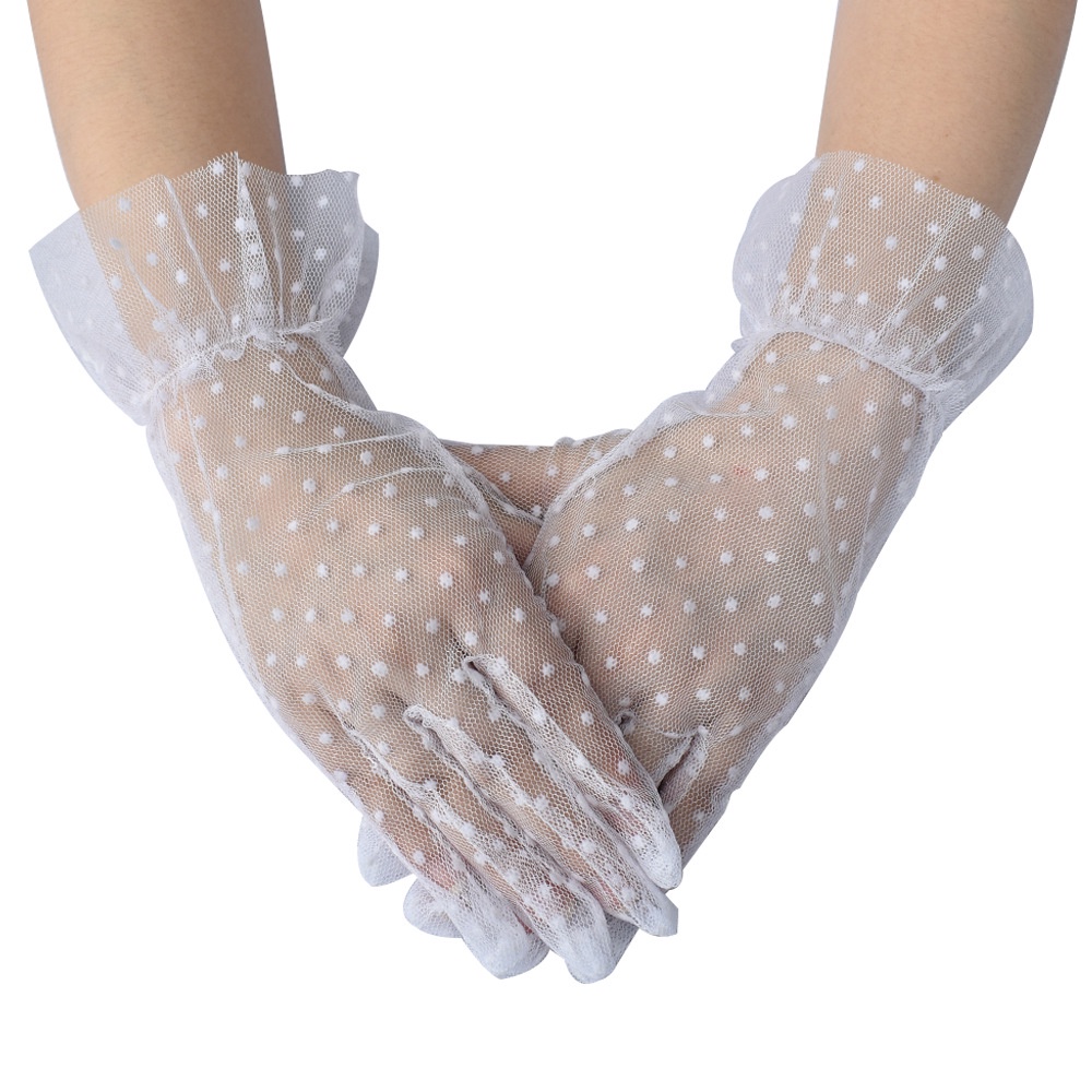 WGL-15 sarung tangan pengantin wanita wedding gloves putih renda glove dot