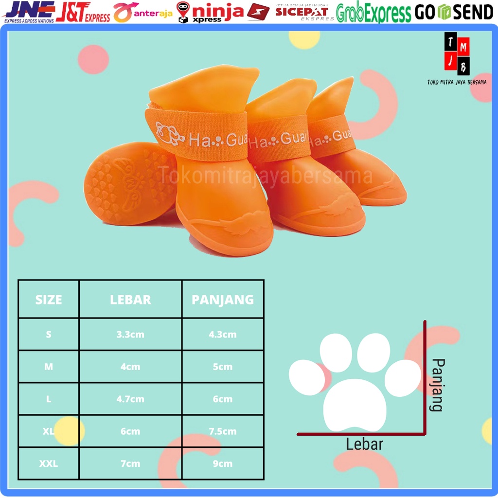 SEPATU HEWAN ANJING KUCING ANTI SLIP WATERPROOF BESAR KECIL KARET HIGH QUALITY ANTI AIR