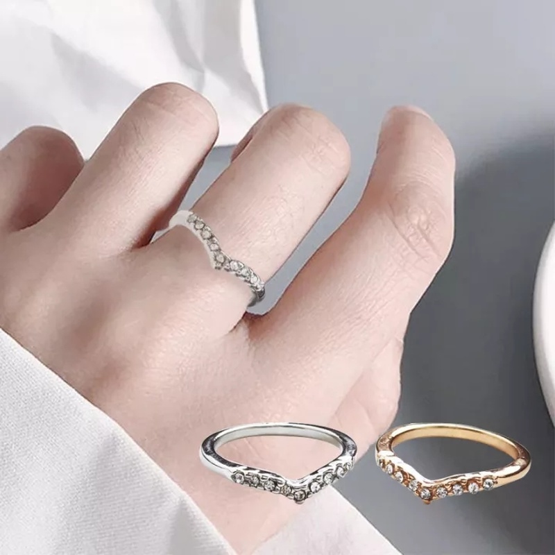 Cincin Imitasi Berlian berbentuk V pasangan pernikahan sederhana modis untuk wanita/wanita cincin jari tipis halus/hadiah indah untuk teman wanita/cincin pesta elegan/Perhiasan wanita populer