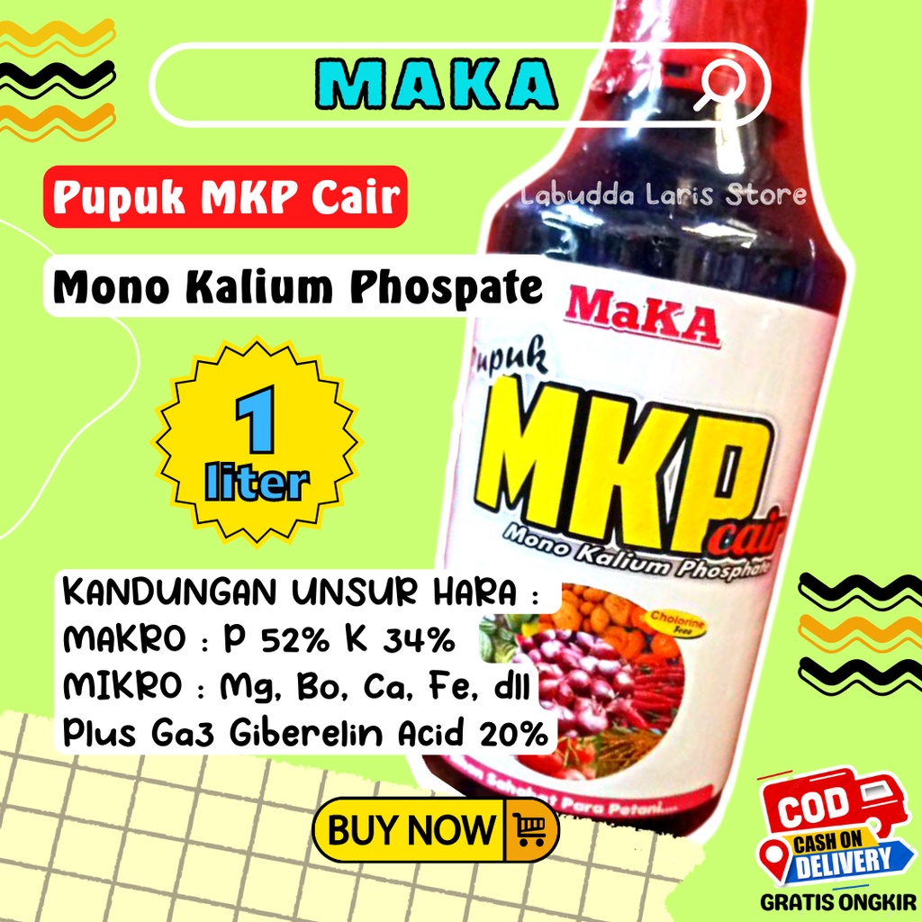 Pupuk MKP Pupuk Cair Maka MKP Cair 1 Liter Pupuk Mkp Pak Tani - Mono Kalium Phospat Plus Ga3 Giberel