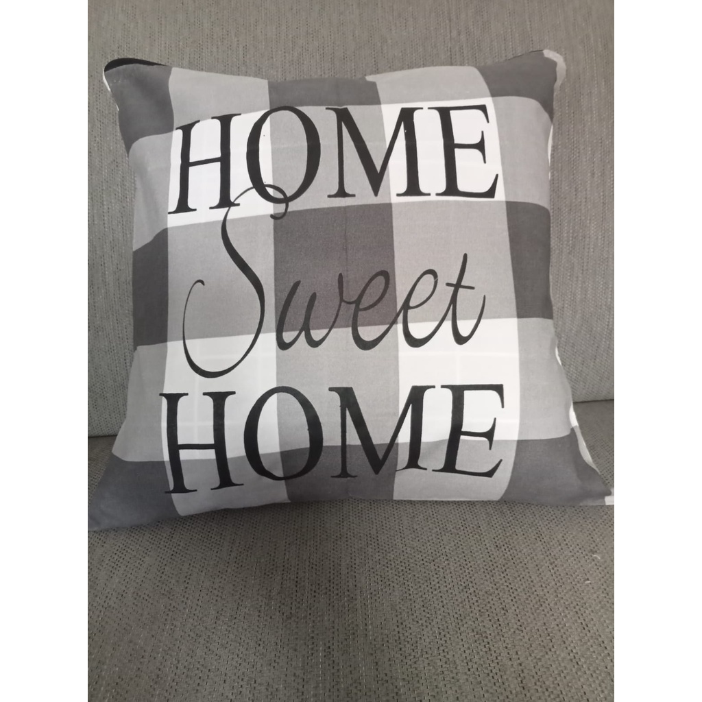 sarung bantal 40x40 home sweet home,king,quen motif kotak sablon