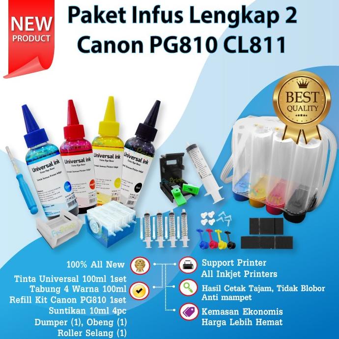 Paket Lengkap Infus Printer Canon Tabung Tinta Dumper Refill kit Bor