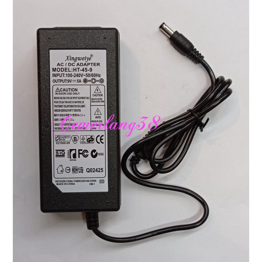 AC to DC 9V 5A Switching Adaptor / Power Supply Plastik 5A 9V