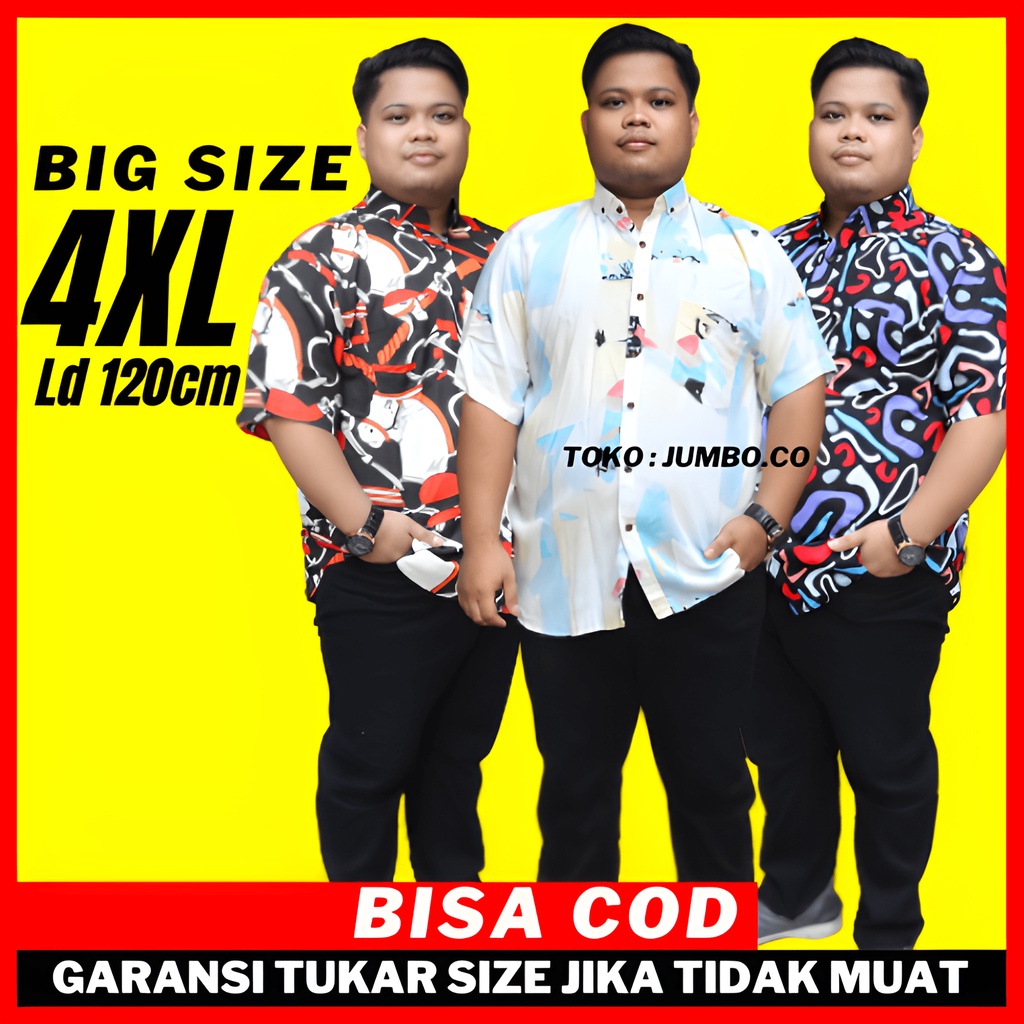 baju kemeja pendek hem cowok kameja motif over size rayon pantai pria oversize big size laki laki ju