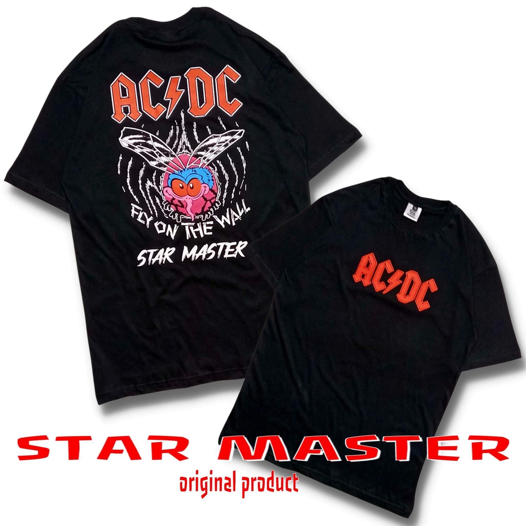 Kaos Pria Distro Original Star Master AC/DC Warna Hitam Kaos Distro Pria Tema Musik Atasan Pria Baha