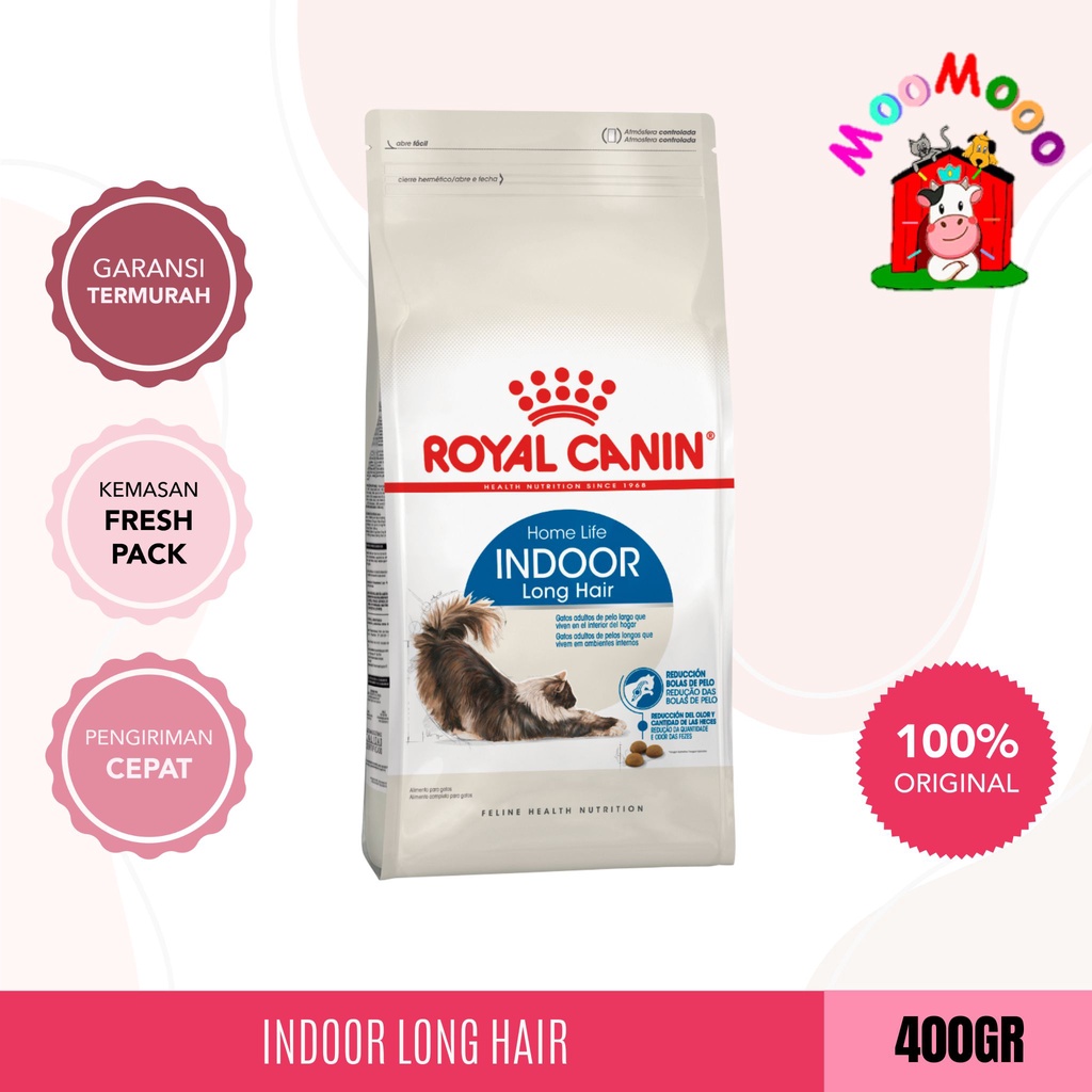 Royal canin Indoor Long Hair 400gr - Makanan Kucing / Cat Food (Freshpack)