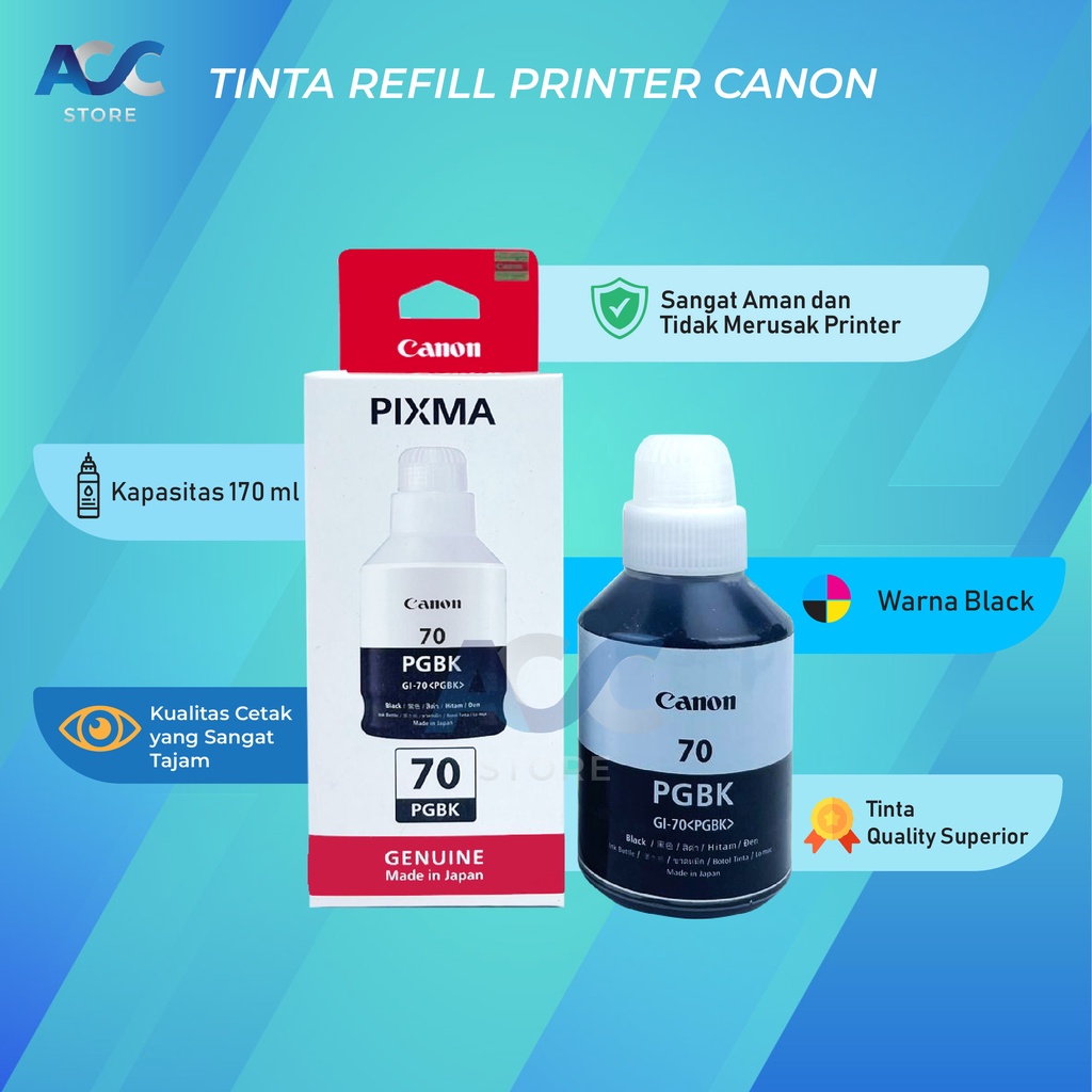 Tinta Canon Gi 70 Black Isi Ulang Printer GM2070 GM4070 G7070 G5070 G6070 G4070