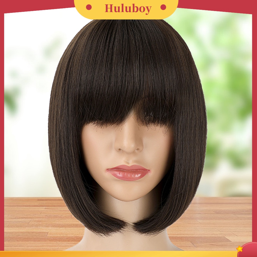 Wig Rambut Pendek Bahan Sutra Suhu Tinggi Untuk Wanita