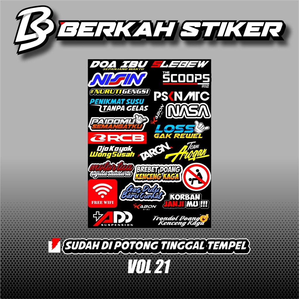 Sticker Pack Racing Stiker Motor harga perlembar laminasi glosy dan cuting