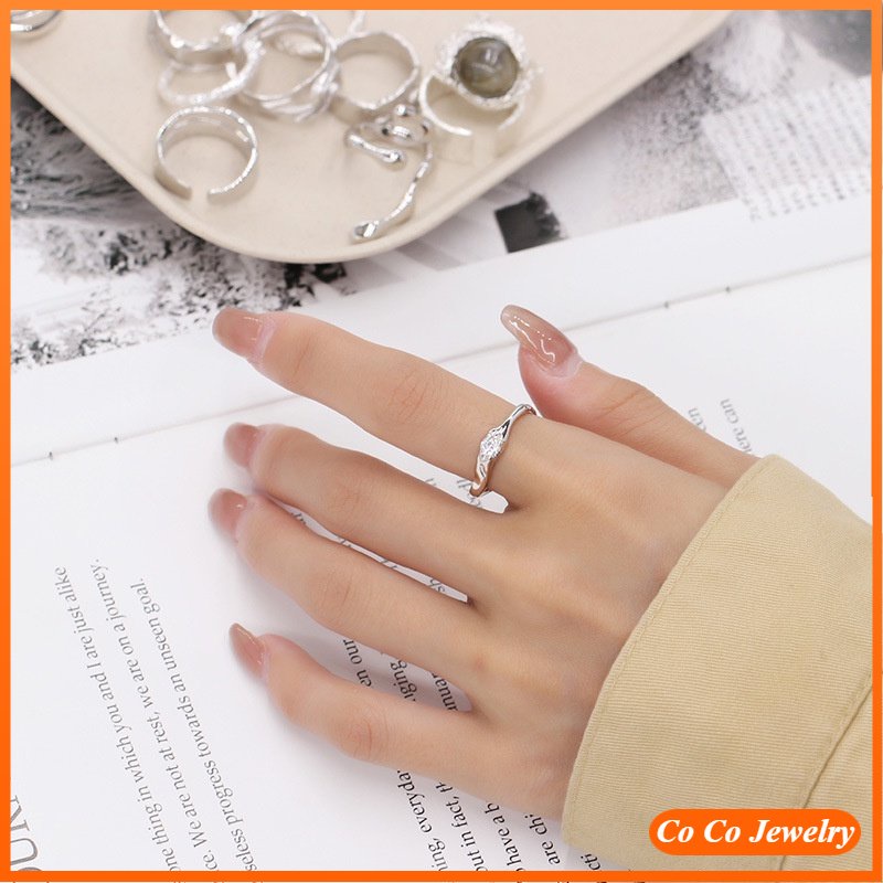 Tidak Teratur Versi Korea Dengan Zirkon Hias Cincin Sederhana Dan Dapat Disesuaikan COCOJEWELRY