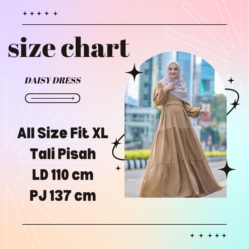 Baju Gamis Wanita Dewasa Polos Busui Daisy Dress Bahan Crinkle Premium LD 110Cm Fit To XL Jumbo / Fashion Muslim Wanita Kekinian